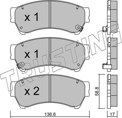 Тормозные колодки Trusting передние для Mazda 6 II (GH) 2007-2013. Артикул 886.0