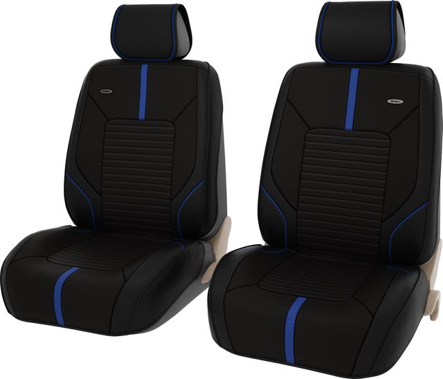 Чехлы-накидки универсальные формованные PSV PREMIUM Cross 2 FRONT на сидения, цвет Черный/Синий. Артикул 131860