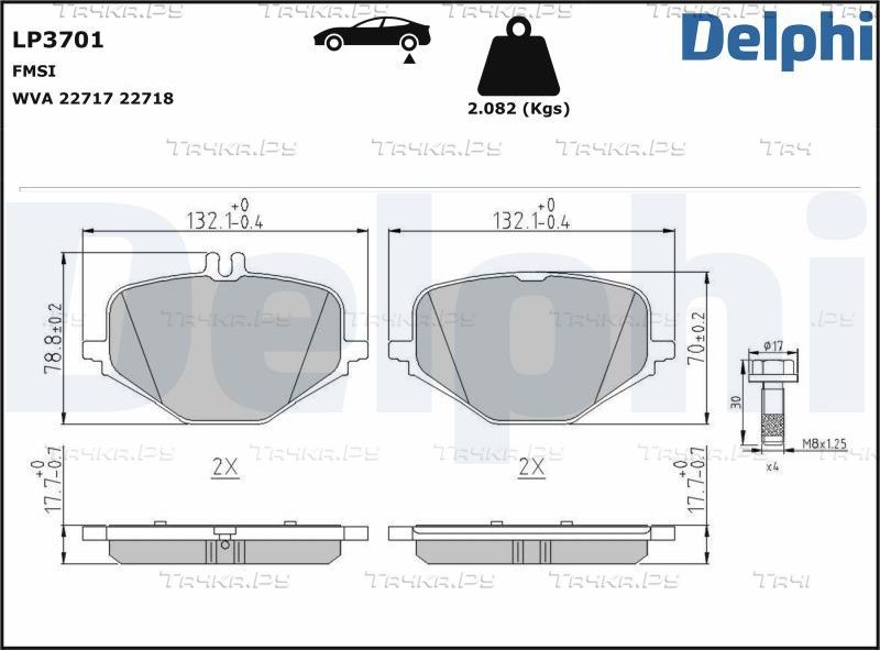 Тормозные колодки Delphi (Low-Metallic) задние для Mercedes-Benz GLE II (V167) 2019-2026. Артикул LP3701