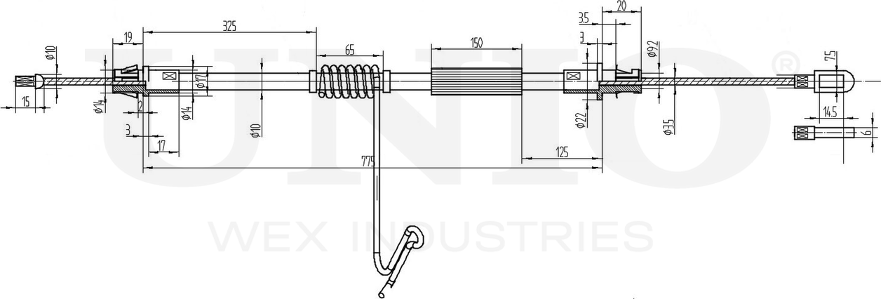 Трос ручного тормоза (Unio). Артикул CAB-60031