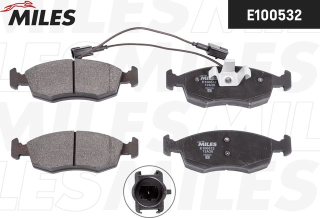 Тормозные колодки Miles (Semi-Metallic) передние для Fiat 500 II 2009-2026. Артикул E100532