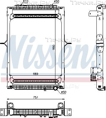 Радиатор охлаждения двигателя Nissens для Renault Premium II 2005-2013. Артикул 63785