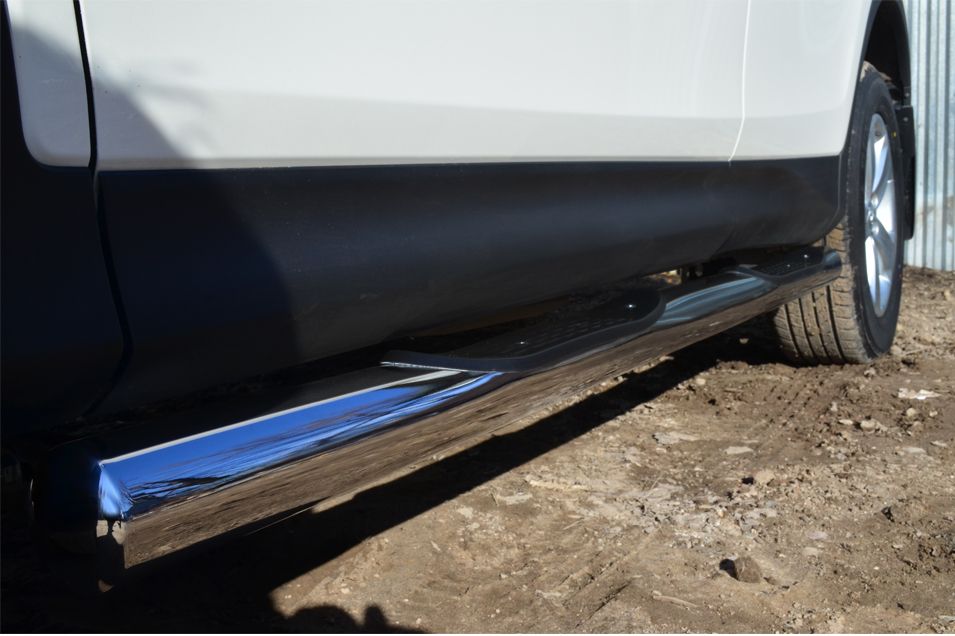 Защита порогов RusStal труба d76 с накладкой (вариант 3) для Toyota RAV4 IV 2013-2015. Артикул TR4T-0012843