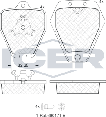 Тормозные колодки Icer. Артикул 181692