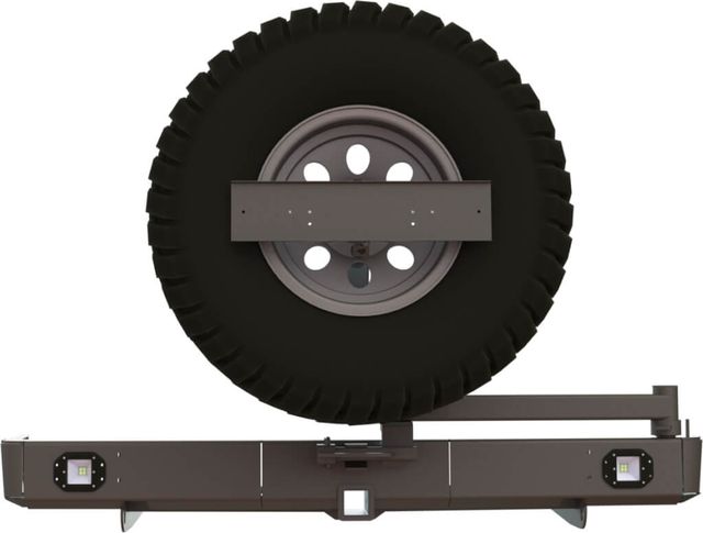 Бампер силовой STC задний для Mitsubishi Pajero Sport III 2015-2026 с квадратом под фаркоп и фарами заднего хода/ ПТФ. Артикул STC-MPS3-BR-L2