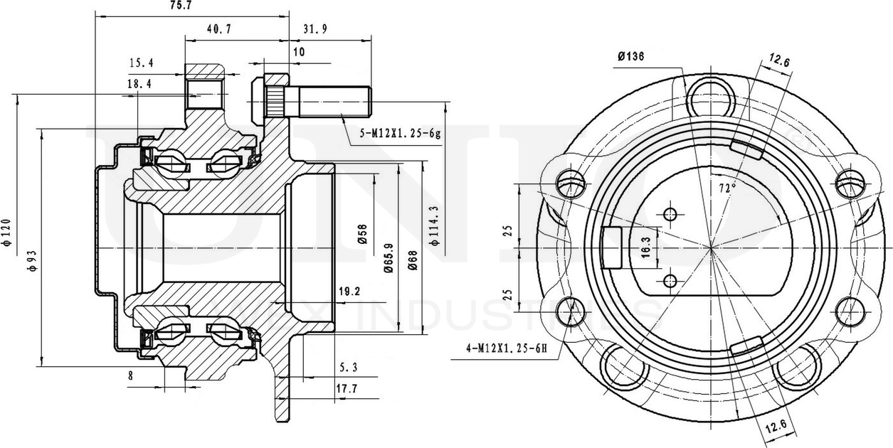Ступица колеса с интегрированным подшипником (Unio). Артикул HUB-20206