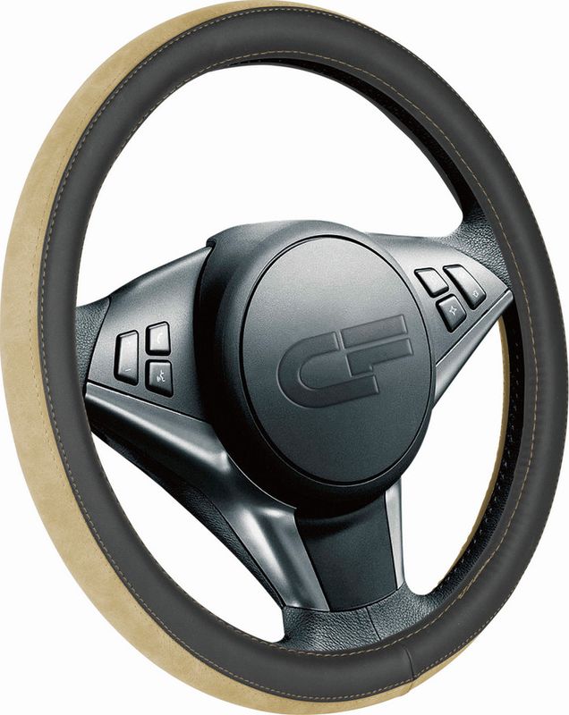 Оплётка на руль CarFashion Flip (размер M, экокожа, цвет ЧЕРНЫЙ/БЕЖЕВЫЙ/БЕЖЕВЫЙ). Артикул 31315