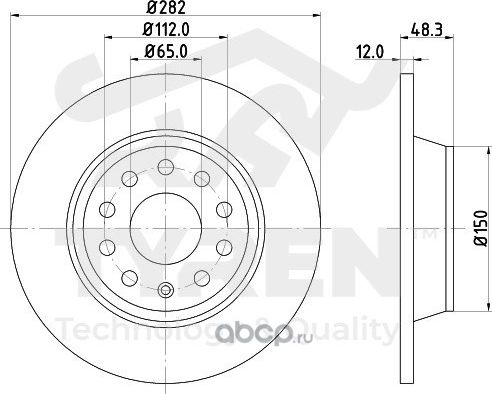 Тормозной диск (Tyren). Артикул TYR1023281