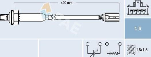 Лямбда-зонд (кислородный датчик) FAE для Volvo V40 I 1999-2004. Артикул 77357