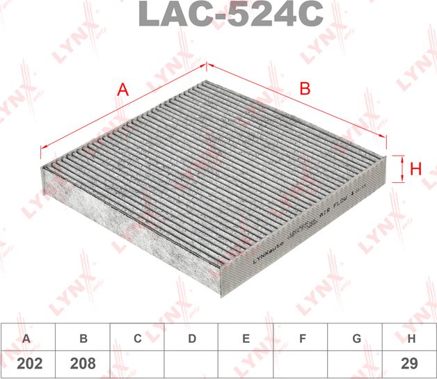 Салонный фильтр LYNXauto. Артикул LAC-524C