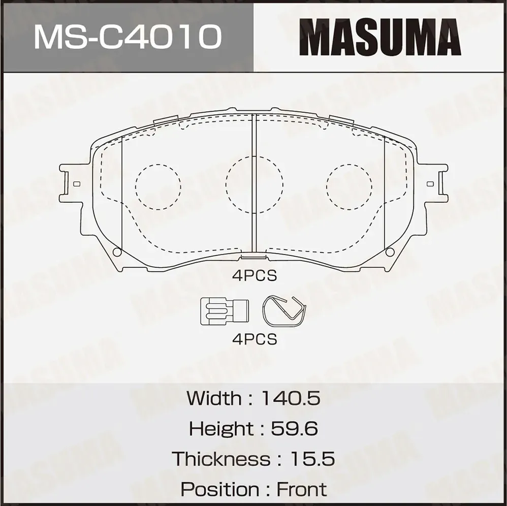 Колодки дисковые MASUMA, AN-787K, NP5039, P49048 front (1/6) Masuma. Артикул MSC4010