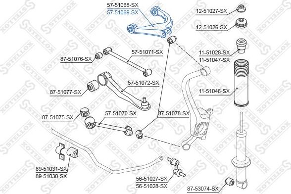 Поперечный рычаг задней подвески Stellox. Артикул 57-51069-SX