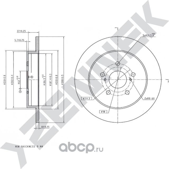 Диск тормозной задний GEELY ATLAS 18 (Zennek). Артикул DBD0196