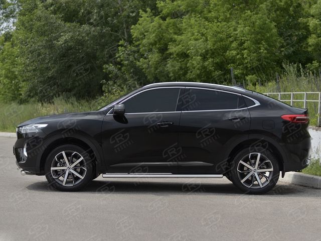 Защита порогов RusStal труба d63 секции (вариант 2) для Haval F7x 1.5 4WD 2019-2022. Артикул HF7XT-0038392
