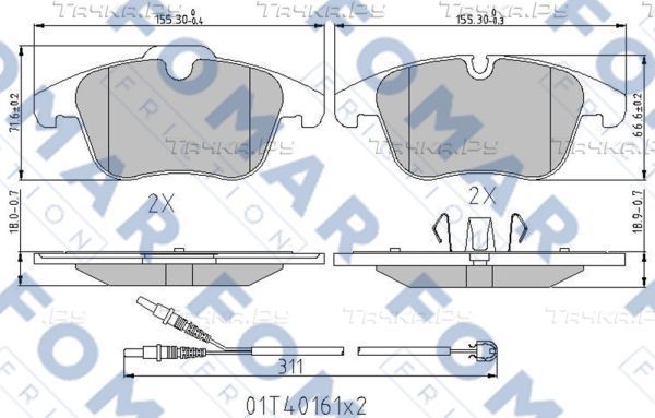 Тормозные колодки Fomar передние для Citroen C5 II 2008-2017. Артикул FO 996081