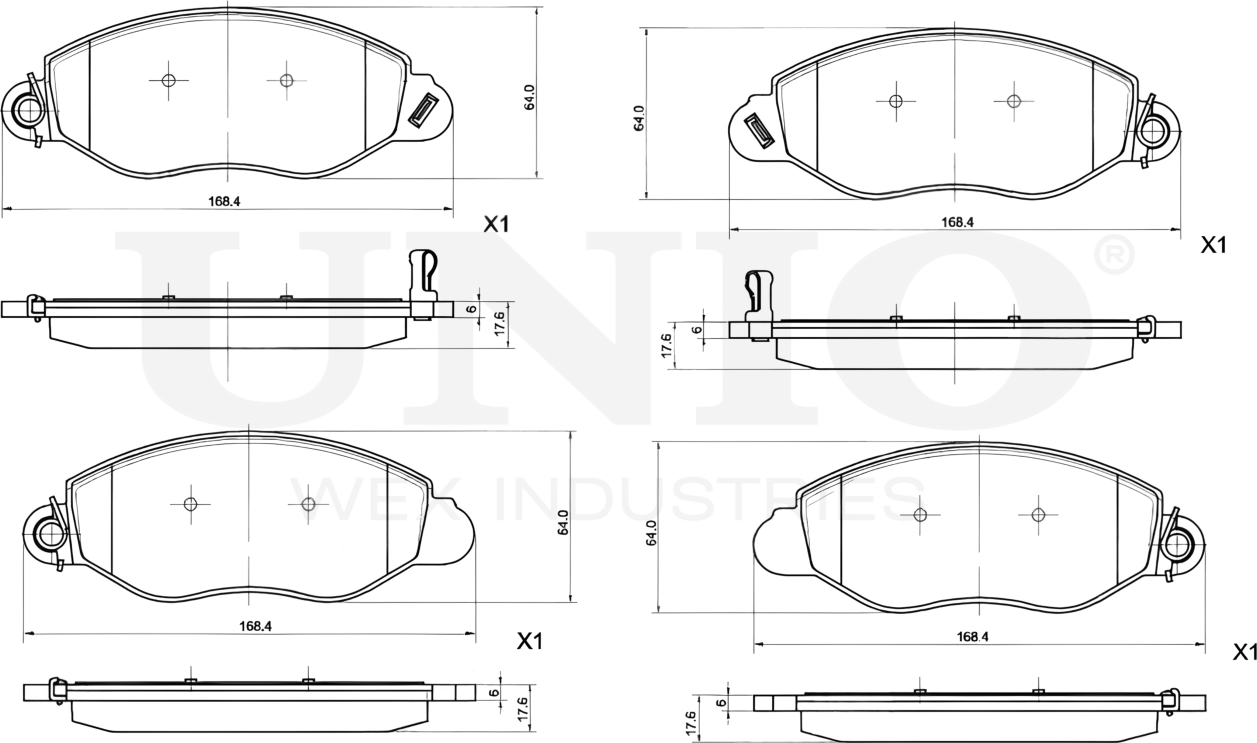 Колодки тормозные дисковые, комплект (Unio). Артикул BRP-20418