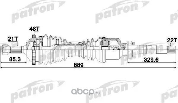 Полуось (привод в сборе, приводной вал) Patron. Артикул PDS1382
