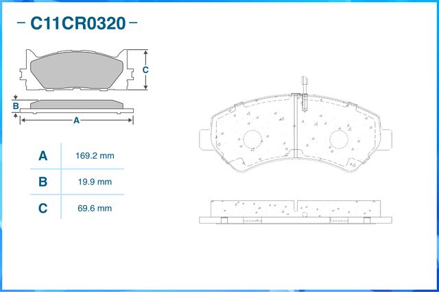 Колодки тормозные передние (Cworks). Артикул C11CR0320