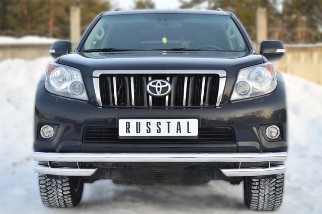 Защита RusStal переднего бампера d63 (секции) d63 (уголки) для Toyota Land Cruiser Prado 150 2009-2013. Артикул PNZ-001616