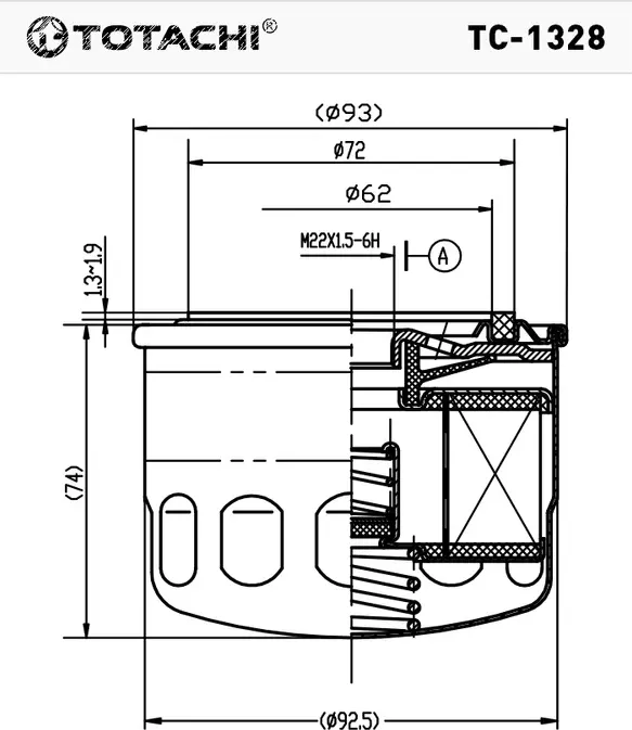 Фильтр масляный двигателя (Totachi). Артикул TC1328
