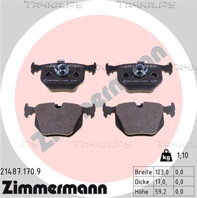 Тормозные колодки Zimmermann pb:z задние для BMW Z8 2000-2003. Артикул 21487.170.9