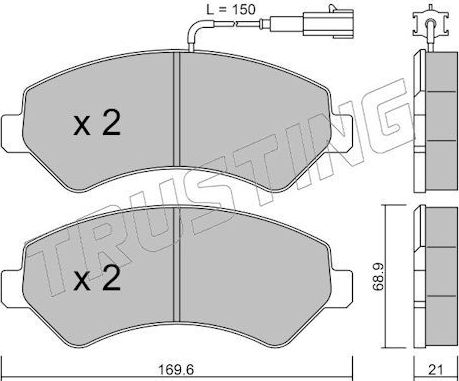 Тормозные колодки Trusting для Citroen Jumper II 2006-2026. Артикул 725.2