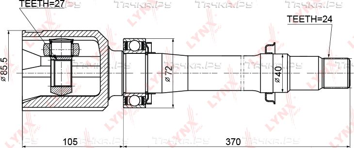 Шрус внутренний (граната) LYNXauto передний правый для Toyota Camry 40 (V40, XV40) 2006-2011. Артикул CI-3716
