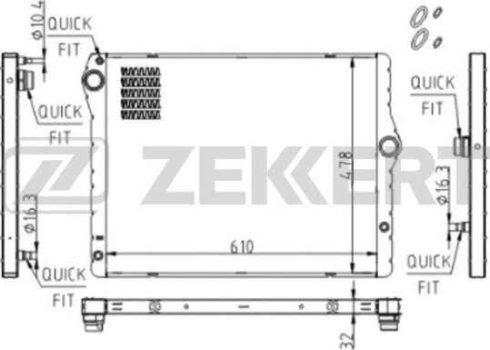 Радиатор охлаждения двигателя Zekkert (алюминий) для Alpina B7 F01/F02 2009-2015. Артикул MK-1614