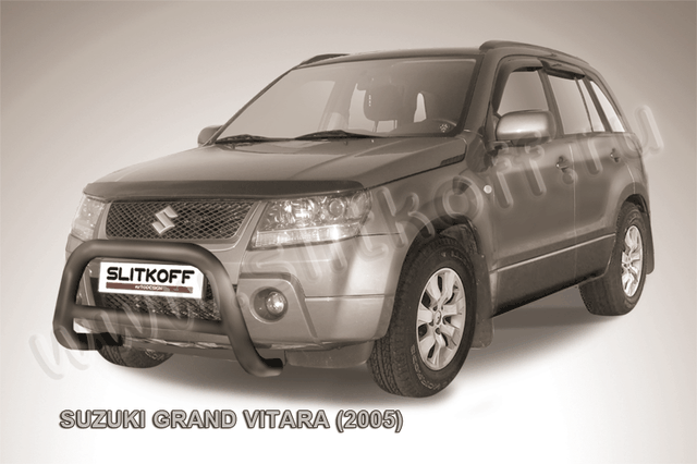 Кенгурятник Slitkoff d76 низкий ЧЕРНЫЙ матовый для Suzuki Grand Vitara III 5-дв. 2005-2008. Артикул SGV05002B