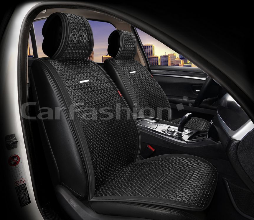 Накидки универсальные CarFashion 2D Breeze Front на передние сидения авто, цвет Черный/Черный/Черный. Артикул 26230