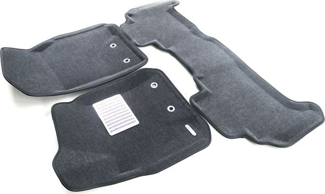 Коврики текстильные Euromat 3D Lux (с крепежом) для салона Toyota Land Cruiser 200 рестайлинг 2012-2021 Темно-серые. Артикул EM3D-005103G