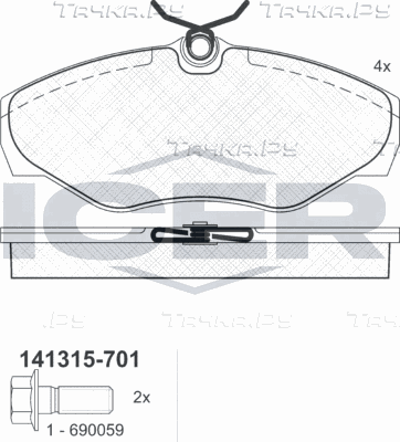 Тормозные колодки Icer передние для Renault Espace III 1997-2002. Артикул 141315-701