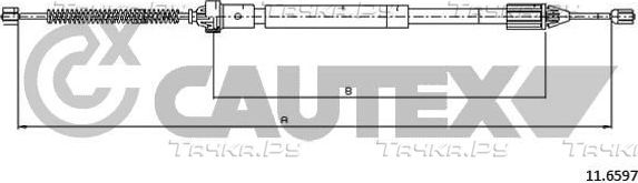 Трос ручника (тросик ручного тормоза) Cautex. Артикул 028367