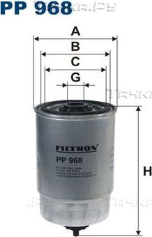 Топливный фильтр Filtron для Fiat Doblo I 2001-2005. Артикул PP 968