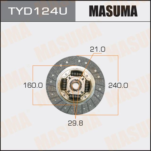 Диск сцепления Masuma для Toyota Chaser VI (X100) 1996-2001. Артикул TYD124U