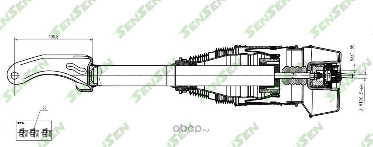 Амортизатор с пневмобаллоном передний левый MB GL-Class (W166) 2012- Without ADS (Sensen). Артикул SAR081