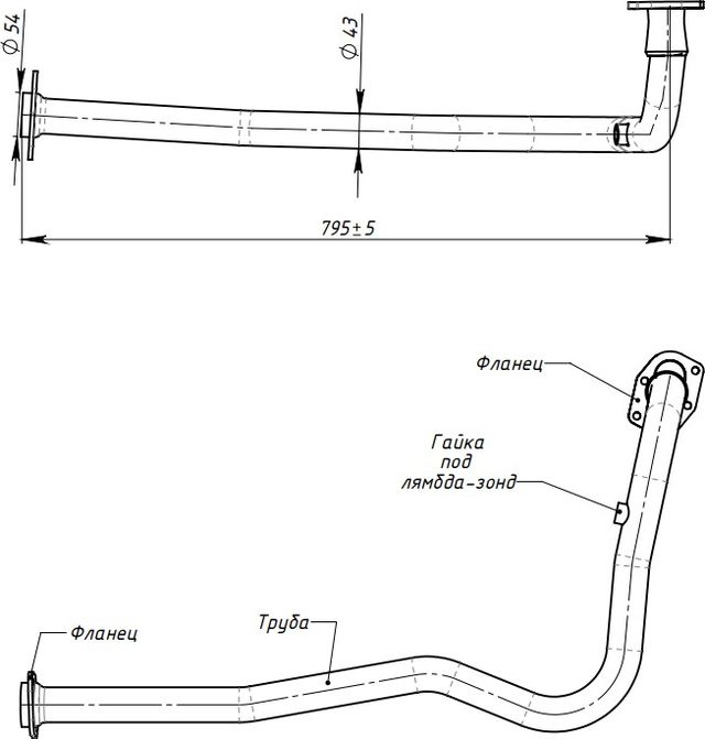 Глушитель (труба приемная) Trialli (алюминий / сталь) передний для ВАЗ Нива, 4x4 2002-2015. Артикул ERP 0111