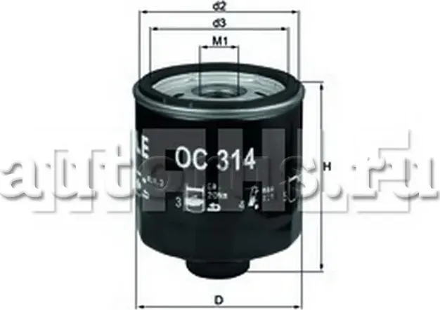 ФИЛЬТР МАСЛЯНЫЙ (Mahle/Knecht). Артикул OC314