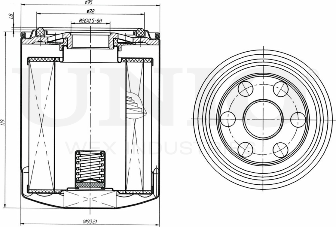 Фильтр масляный (Unio). Артикул FLT-20063