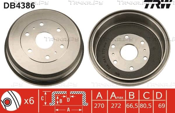 Тормозной барабан TRW. Артикул DB4386