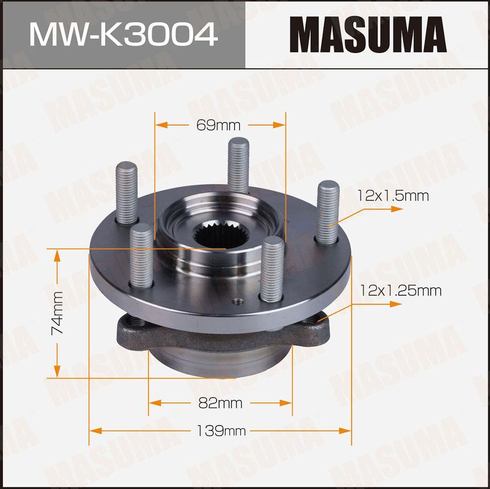 Ступица с подшипником KIA CEED II 15- с АБС (Masuma). Артикул MWK3004