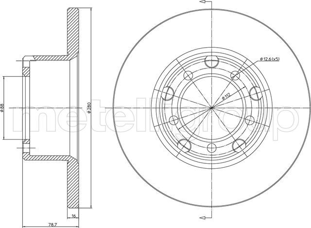 Тормозной диск Metelli передний для Mercedes-Benz T1 1977-1996. Артикул 23-0210