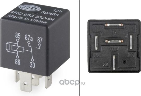Реле 12V 20/30A 5-pin (Hella). Артикул 4RD933332641