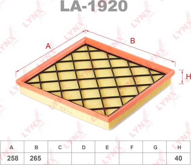Воздушный фильтр LYNXauto. Артикул LA-1920