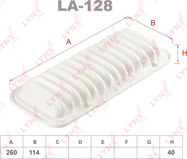 Воздушный фильтр LYNXauto. Артикул LA-128