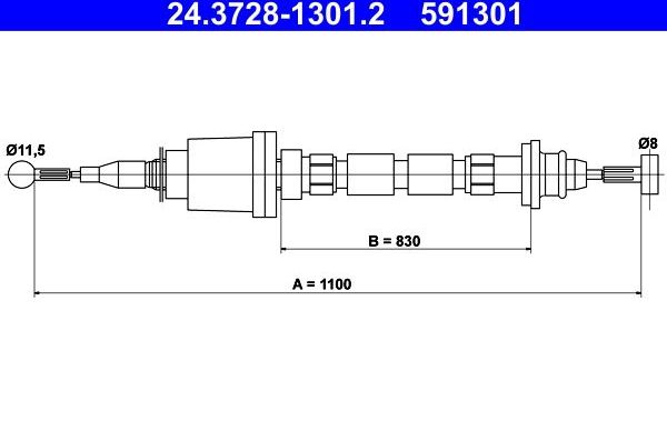 Трос сцепления ATE для Volvo 760 1985-1992. Артикул 24.3728-1301.2