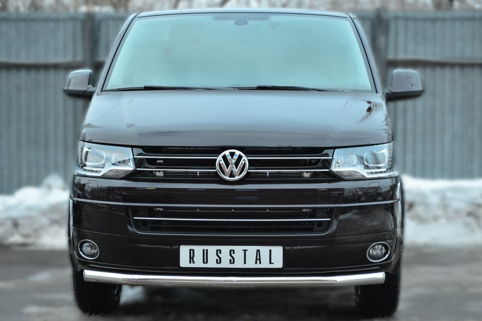 Защита RusStal переднего бампера d63 (секции) для Volkswagen Transporter T5 2009-2015. Артикул VTKZ-001395