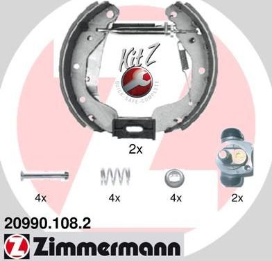 Тормозные колодки Zimmermann KIT Z задние для Daewoo Lanos 1997-2008. Артикул 20990.108.2