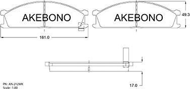 Тормозные колодки Akebono Standard. Артикул AN-212WK