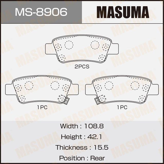 Тормозные колодки Masuma. Артикул MS-8906